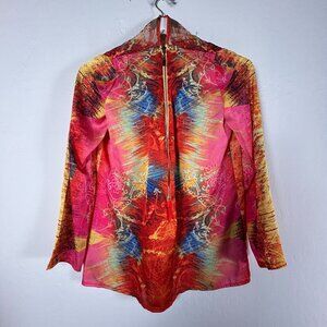 Joseph Ribkoff Womens Multicolor Long Sleeve Zipper Front Tunic Top Size 6